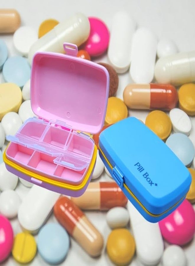 CLICKSWIFT علبة تخزين أدوية محمولة من CLICKSWIFT بستة أقسام، مثالية للفيتامينات والأدوية، ومنظم يومي لحبوب الفيتامينات، مناسبة للمنزل والمكتب، حقيبة إسعافات أولية، علبة حبوب للجيب أو الحقيبة، متعددة الألوان، قطعة واحدة - Image 1